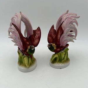 Lefton Hand Painted Vintage Bird of Paradise KW140A, set of 2